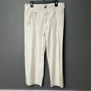 Anthropologie Maeve Cream Wide Leg Pants